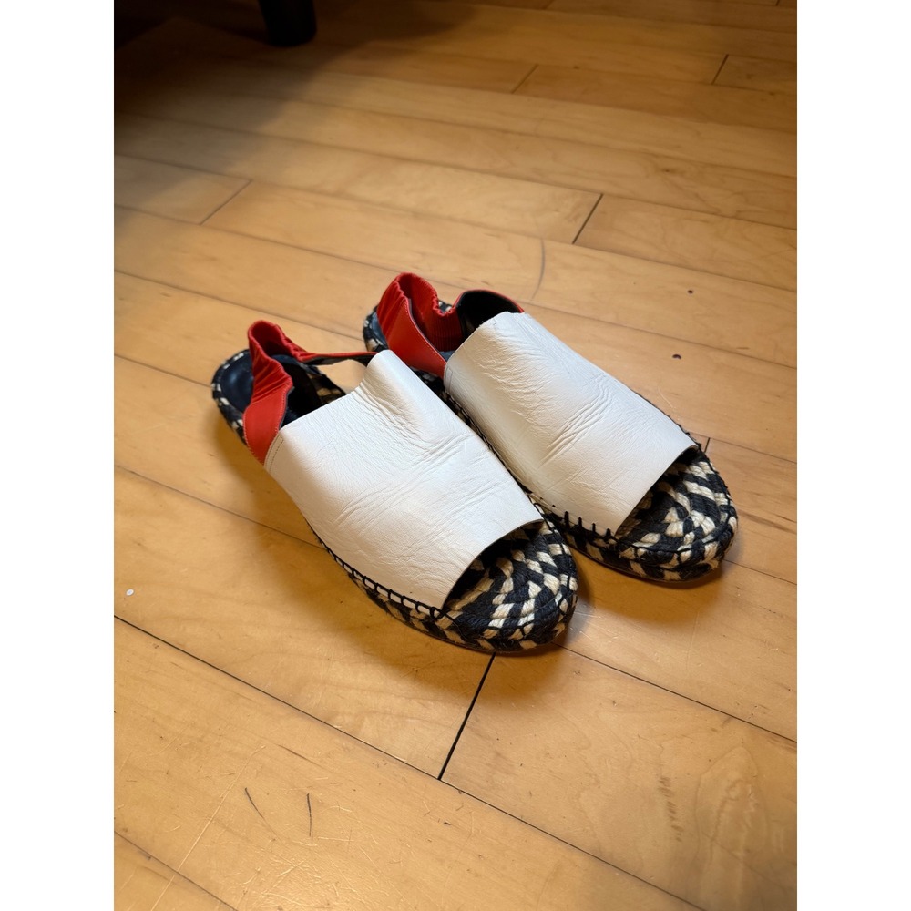 Proenza Schouler White Leather Red Slingback Espadrille Sandals Size‎ 39